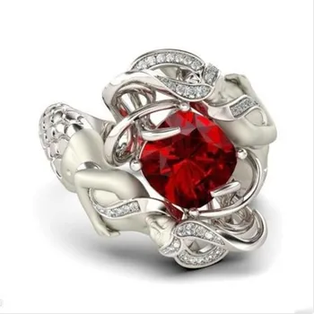 Üheksa stiilis Padi lõigatud punane Loomulik Ruby Gemstone Ring Luksus 925 Sterling Hõbe Merineitsi Rõngad Naiste Pulm Ehteid