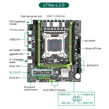 X79 emaplaat LGA2011 E5 2689 CPU 4tk x 4GB = 16 GB DDR3 1600Mhz 12800 ECC REG Mälu Set transistor 128GB M. 2 SSD koos Jahedamaks