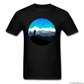 Everesti Mägi Vallutaja Ilus Landsca Must T-Särk Meestele, Akvarell Esteetiline Suve Algul Colar Lühikese Varrukaga T-särk