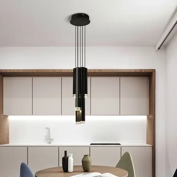 Kaasaegne Minimalistlik LED-Lühter Must Söögituba Saar Rippuvad Kerge Alumiiniumist Baar, kohvik, Restoran Deco Ripats Lamp