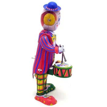 Retro Vintage Kloun Trummar Tin toy Klassikaline Kellavärk likvideerida Trummimängu Kloun Kogumise Tin Toy Täiskasvanud Lapsed Laekuva Kingitus