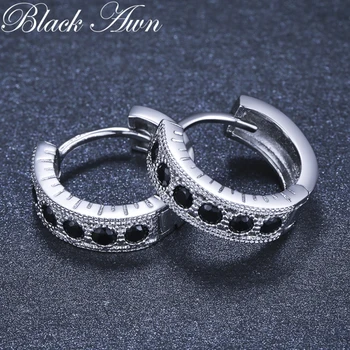 Must Ohe 2021 Uus Klassikaline 925 Sterling Silver Ring Must Trendikas Spinel Kaasamine Hoop Kõrvarõngad Naistele Trahvi Ehteid I182