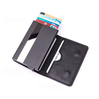 Bycobecy Meeste Ja Naiste Alumiinium Kast, Magnet Kaardi Omanik PU Nahk Smart Rahakott Anti-varguse RFID Blokeerimine ID-Kaardi Puhul