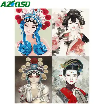 AZQSD Täiskasvanud Värvi Numbrid Tüdruk Pilt elutuba Kodu Kaunistamine, Värvimine Poolt Numbrid Portree Hiina Stiilis Ainulaadne Kingitus