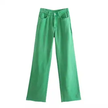 XNWMNZ Za Naised lai jalg täispikk värvilised teksad Naine Vabaaja Kõrge Vöökoht Denim Püksid Naiste Sügis Teksad, Püksid Streetwear