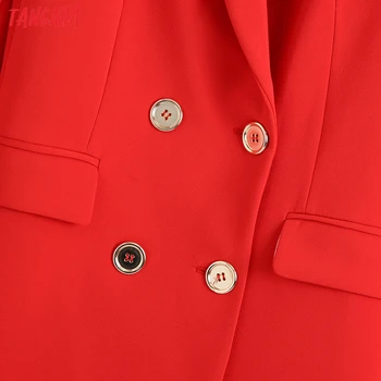 Tangada Naiste 2021 Mood Office Topelt Karavan Punane Pikk Pintsak Vintage Mantel Pikk Varrukas Taskud Naiste Ülerõivad BE936
