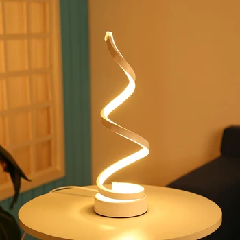 Kaasaegne LED-Spiraal Tabel Lamp Kaardus Laua Öö Lamp külm Valge Soe Valge Valgus elutuba, Magamistuba Lugemine Kerge