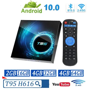 T95 TV Box Android 10 Allwinner H616 Quad Core 6K, Wifi, Android 4 GB RAM 64 GB ROM 10.0 Media Player Youtube ' i digiboksi
