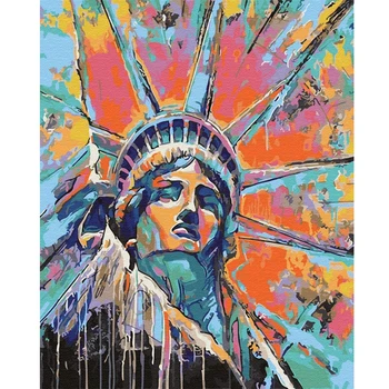 Statue Of Liberty Värvitud Numbri Järgi õlimaal DIY Digitaalse Akrüül Lõuend Värvitud Täiskasvanutele Kingitus Maja Koridoris Seina Decor