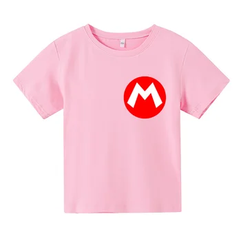 Mario bros Uus puuvillane Ülepaisutatud t-särk riided teismelised poisid Anime riided väikelapse tüdruk laste riideid 2 kuni 7 aasta suvel