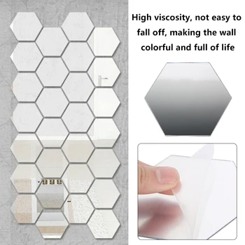 48tk Geomeetrilise Motiiviga Peegel Seina Stickes 3D Kuusnurk Wall Decor Akrüül Peegelpildis Decorarive Kleebis DIY Home Decor Veekindel