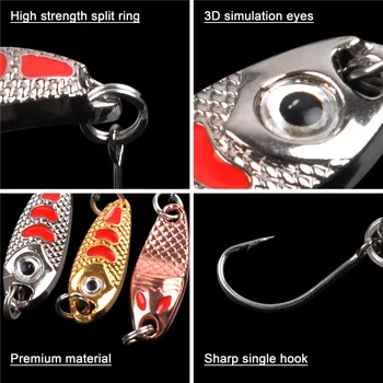 Tsingi sulam Forell-Kalapüügi Lures Komplekt Tellimisnumber Lusikas peibutis Ühe konksu 3D Silmad 2g-5g Kunstliku kõva Bass Kalapüügi peibutis komplekt