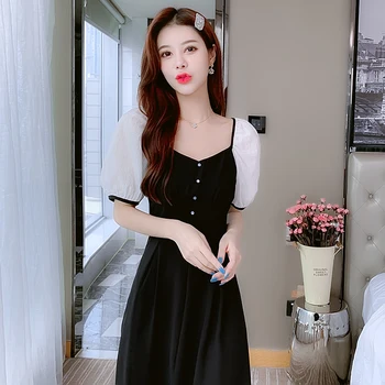 COIGARSAM Naised ühes tükis kleit-korea, Uus-Suvel Kleidid Must 6890