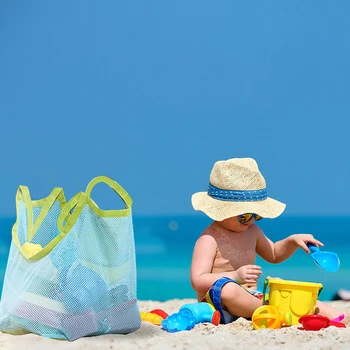 Laste Beach Net Storage Kott Liiva Ära Tulus Võrgusilma Kotid Väljas Mänguasjad, Riided, Rätik Korraldaja Suure Mahutavusega Kosmeetika Kott