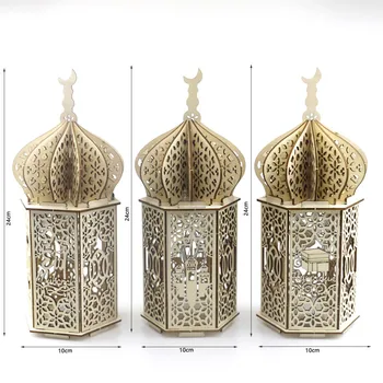Puidust Ramadan Eid Mubarak Kaunistused Koju Moon Led Küünlad Kerge Decor Aksessuaarid Jaoks Ramadan Öösel Tuled Lamp Teenetemärgi