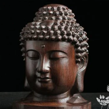 Buddha Kuju Puidust Puidust Figuriin Mahagon, India Buddha Pea Kuju Käsitöö Dekoratiivne Ornament