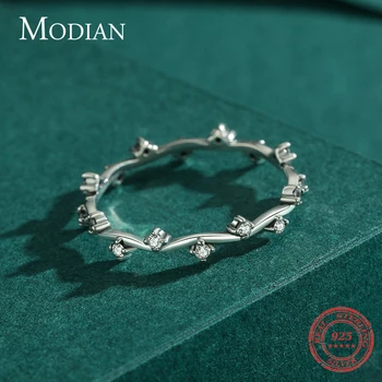 Modian 925 Sterling Hõbe Võlu Line Selge CZ sõrmustes Elegantne Pulm Trendikas Virnastatav Ringi Naistele Brand Ehted Anel