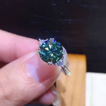MUST INGEL 3 Karaati 925 Sterling Hõbe Loodud Roheline Sinine Moissanit Gemstone muudetava suurusega Ring Naiste Ehted Kaasamine Kingitus