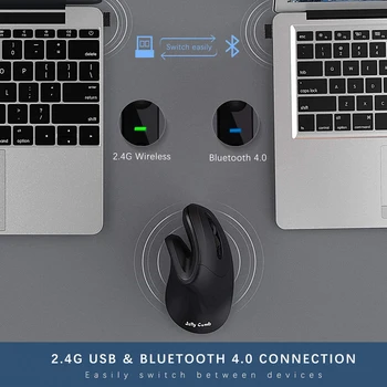 SeenDa Vertikaalne Juhtmeta Hiir Bluetooth + USB Dual Mode Hiire Ergonoomiline Slient Disain Gaming Hiired 2400DPI Reguleeritav Sülearvuti
