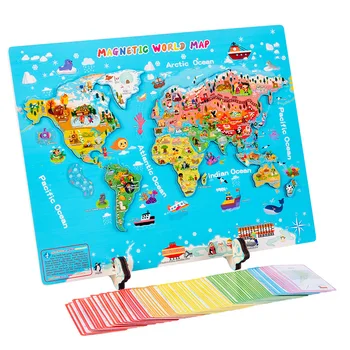 Laste Haridus alushariduse Mänguasjad Maailma Kaart Puidust Puzzle õppevahendid Lasteaia Täielikult inglise Mänguasjad, Pusled