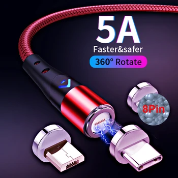 5A Super Kiire Tasuta Magnet Laadimise Kaabel-Micro-USB-Tüüp C C USB Juhe, Telefoni Laadija Traat Magnet Kaabel 360 Kraadi Pööramine