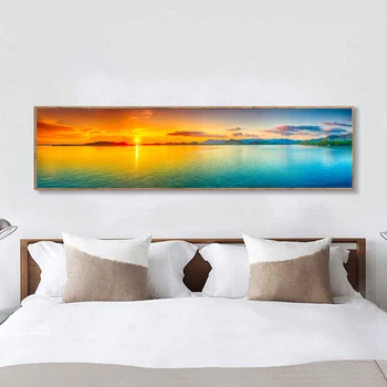 Kaasaegne Maastiku Lõuendile Maali Poster Prindib Quadros Seina Art Päikesetõusu Mere Mägi Pilt Elutuba Home Decor Cuadros
