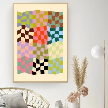 Värvikas Abstraktne Lainelised Jooned Muster Lõuend Maalid Geomeetriline Plakat ja Print Seina Art Pilte elutuba Home Decor
