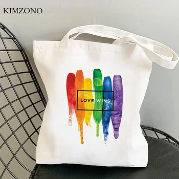 Lgbt Pride Vikerkaar Gay Mõlemasooliste Mittesuguline Bi-Pansexual ostukott shopper lõuend kott riie ecobag bolsa compra sac toile
