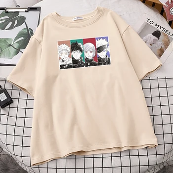 Jujutsu Kaisen Rühma Trükkimine Tshirt Naiste Vabaaja Anime Streetwear Vabaaja Pehmed Riided Loovust Ülepaisutatud T-Särgid Naine