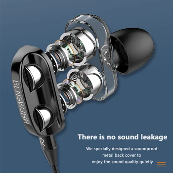 Uusim 3D-Stereo-Peakomplekti Dünaamilised Kõrvaklapid 2 Draiverid Moving Coil Raud 3.5 mm Universaalne In-Ear Juhtmega Kõrvaklapid Telefoni
