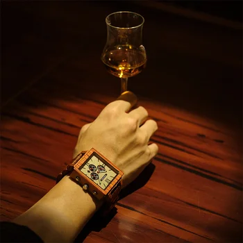 BOBO LIND Square Luxury Puidust Chronograph Käekell Meestele Vaadata Jaapani Liikumise Mees Kell Relogio Masculino Puidust Kast