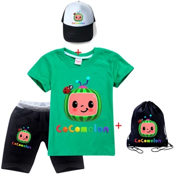 2021 Suvel Grils T-Särk, lühikesed püksid Komplekt Lapsed, Peace seriaal Cocomelon Riided Väikelapse Poisid Sportsuits Müts ja pingutusnöör kott
