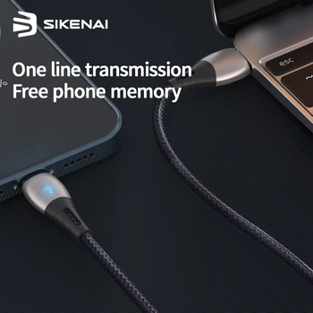 Sikenai 5A Smart-andmekaabel USB-Nailonist Punutud Kiire Laadimine Kaabel LED Valgus iPhone 12 11 X 8 Xr MAX Pro