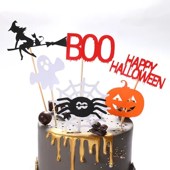 Halloween Cake Toppers Komm Või Vemp Pool Nõid Spider Õudus Vana Lossi Pool Must Kass Boo Happy Halloween Pool Decor 2021