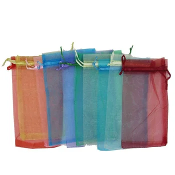 100 tükki (10 suurused) organza kott pulmapidu kott kingitus ehted peen kingitus kotti 22 värvi valik läbipaistev kommi kott