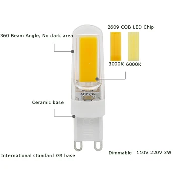 10 Pack G9 LED Pirn Juhitava 3W 220V 110V Lampadas COB LED G9 Valguse Lamp Bombillas Luz Soe Lahe WhiteReplace 30W Halogeen Lamp