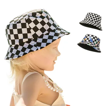 2021 Ruuduline Trükkimine Lapsed Kopp Müts Armas Laste Suve Bob Mütsid Poisid Tüdrukud Päike Kalapüügi Panana Kopp Müts