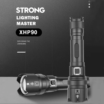 LED Taskulamp XHP Veekindel 3 Valgustus Režiimid Zoom Telkimine Jahindus Lamp Taskulamp Laetav Aku Jõul Tõrvik
