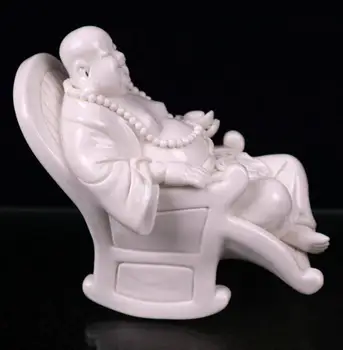 Hiina seiko Valge glasuur, keraamiline istuda maitreya Buddha kuju käsitöö