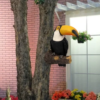 Simulatsioon Loomade Kuju Puu Ripub Toucan Pesukaru Kunsti Vaik, Käsitöö, Skulptuur Kaunistused Koju Väljas Aia Kaunistused