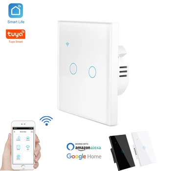 ELI WiFi Smart-2 Way Lüliti 1 2 3 4Gang Klaasist Seina Touch Lülitub Kaugjuhtimispult Ühilduv Alexa Google Kodu