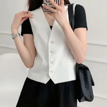 2021 kevadel uued naiste mood elegantne valge ülikonna vest lühike vest jope