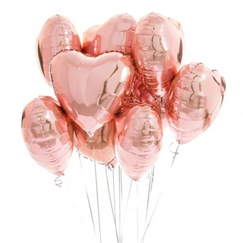 10tk 18inch Rose Kuld Süda Foolium Õhupallid Heeliumiga Õhupalli Sünnipäeva Teenetemärkide Lapsed Täiskasvanud Pulmad Valentine ' s Day Kolbides