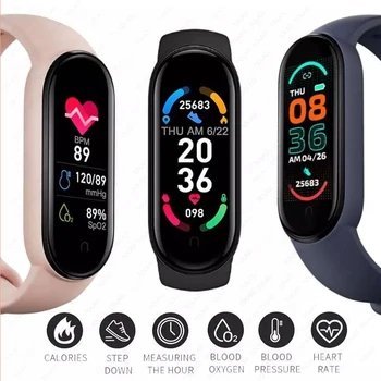 M6 Smart Watch Mehed Naised Bluetooth Smartwatch Südame Löögisageduse Fitness Jälgimise Sport Käevõru Apple Xiaomi Android Kellad 2021