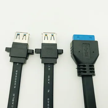 BTBcoin Connector USB 3.0 Panel Mount Dual Port USB 3.0 Naine Kruvi Panel Mount, et Emaplaadi 20Pin Päise Lame Kaabel Juhe, UUS