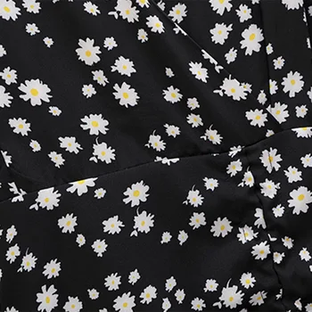 Suvel Vintage Daisy Naiste Õie Printida V Kaela Creasing Mini Kleit Lühikeste Varrukate Riided, Vabaaja Elegantne Daam Boho Vestido Pluss