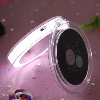 Cute Cartoon Muster Portable LED süttib Laetav Kokkuklapitavad Meik Peegel