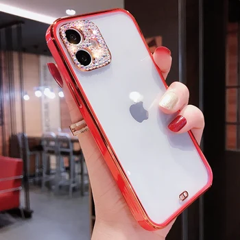 Bling Crystal Electroplate Pehme TPU Telefon Case For iPhone 12 Pro Max 11 X XS Max XR 7 8 Plus tagakaas