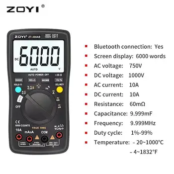ZOYI Bluetooth Digitaalne Multimeeter profesional ZT-300AB Dual Mod Multimetro AC/DC Voltmeeter Ammeter Tester Tools Elektrikud