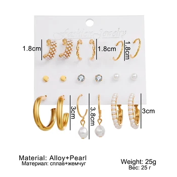VKME Mood Gold Pearl Kõrvarõngad, Komplekt Naistele Vintage Metal Hoop Earings Geomeetriline Ringi Tilk Kõrvarõngad Ehted 2021